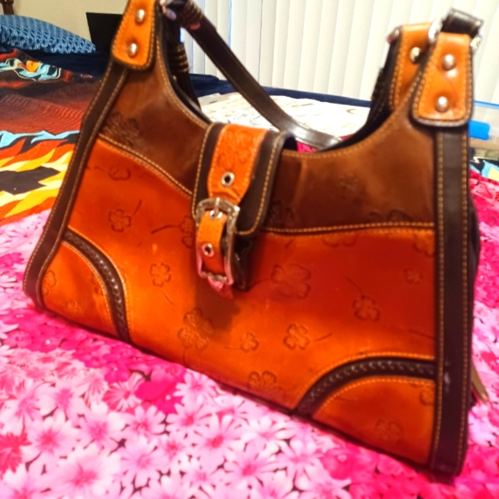 Marc Chantal Four Leaf Clover Leather Purse/Shamrocks Embossed